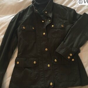 J. Crew Dark Green Utility Jacket with Gold Buttons